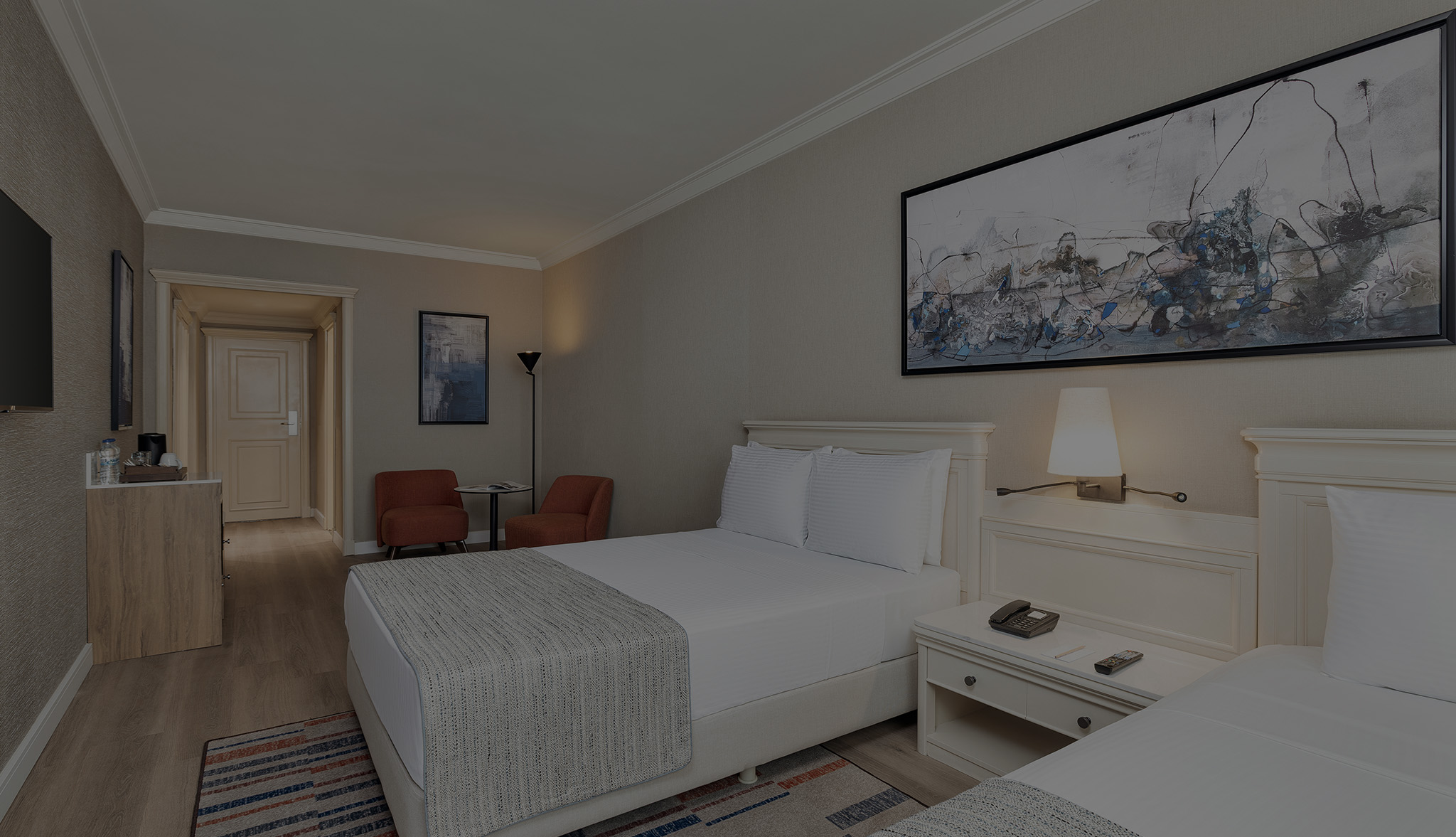 TRENDY ROOM WITH 1 KING + 1 SINGLE BED 