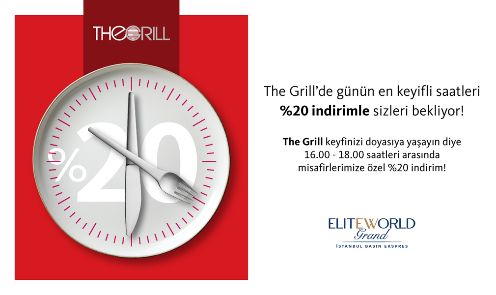 The most enjoyable hours of the day await you with a 20% discount at The Grill!